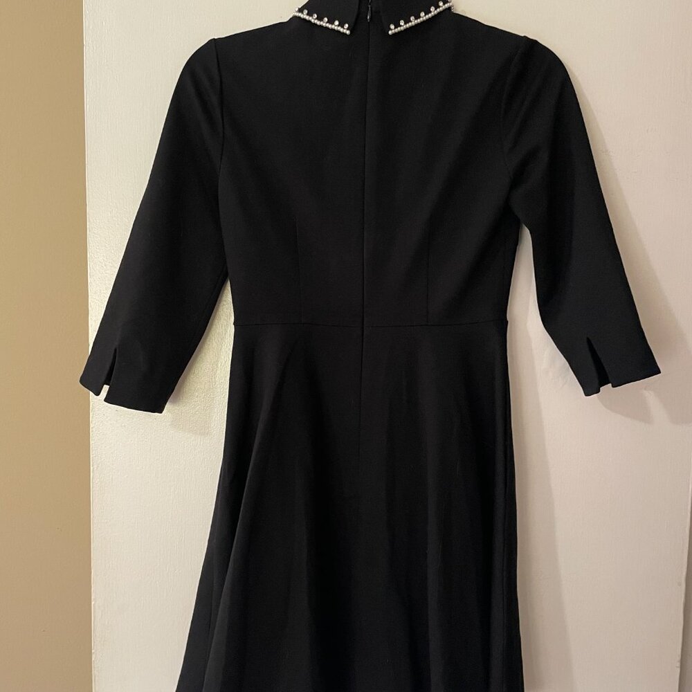 Kate Spade Black Pearl Rhinestone Embellished Collar Fit Flare Dress XS NJMU8188 - Picture 2 of 14